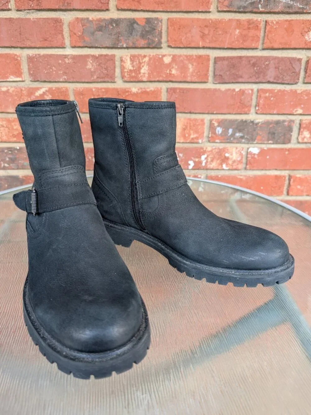 Men's Crown Vintage Black Leather Ankle Boots Size 9 M